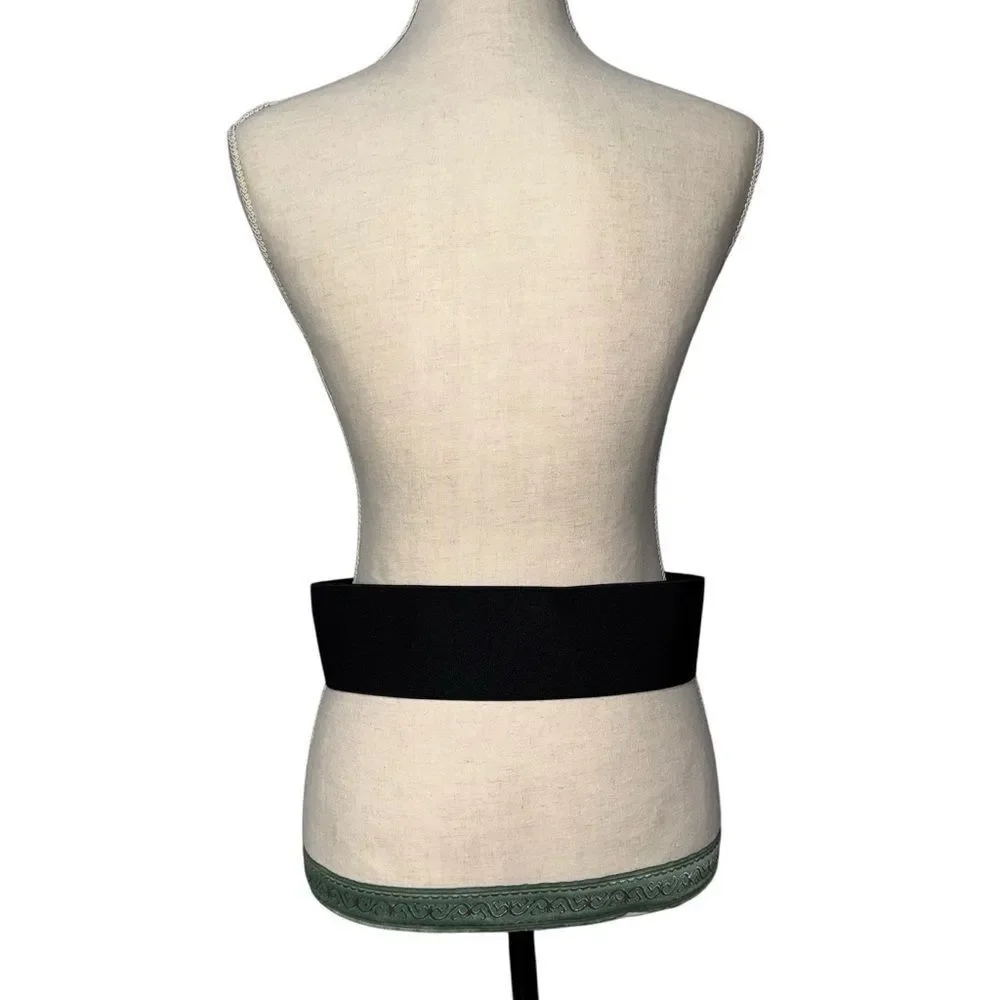 BUNDLE Black & Red Elastic Waist Chic Belt with Silver Buckle One Size